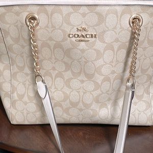 Cream color Coach tote